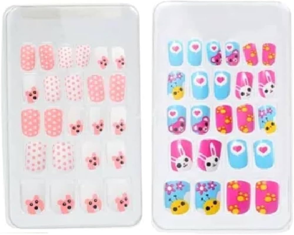 unha postiça infantil com glitter e adesivo