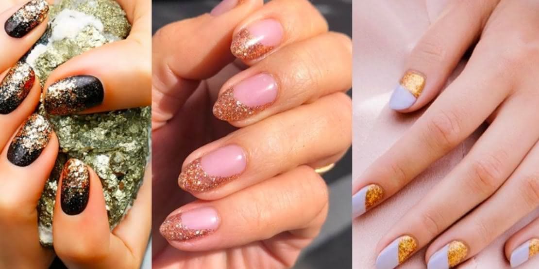 unha postiça ano novo com glitter