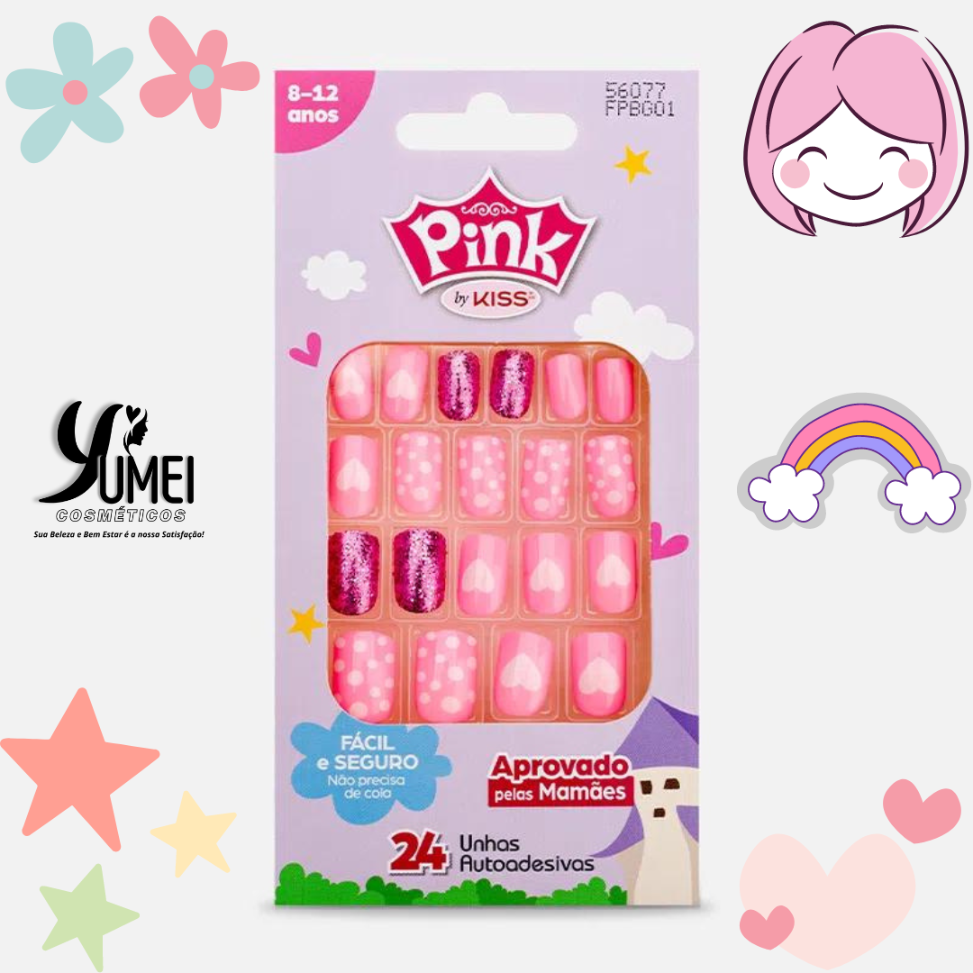 unha postiça infantil com glitter