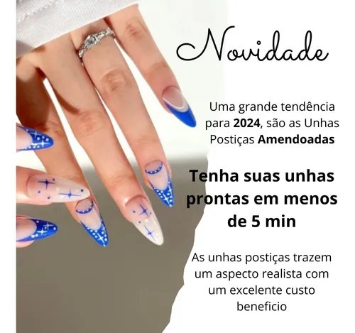 unha postiça realista amendoada