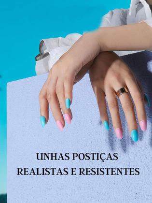 unha postiça realista azul