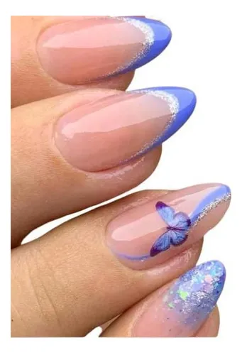 unha postiça realista azul