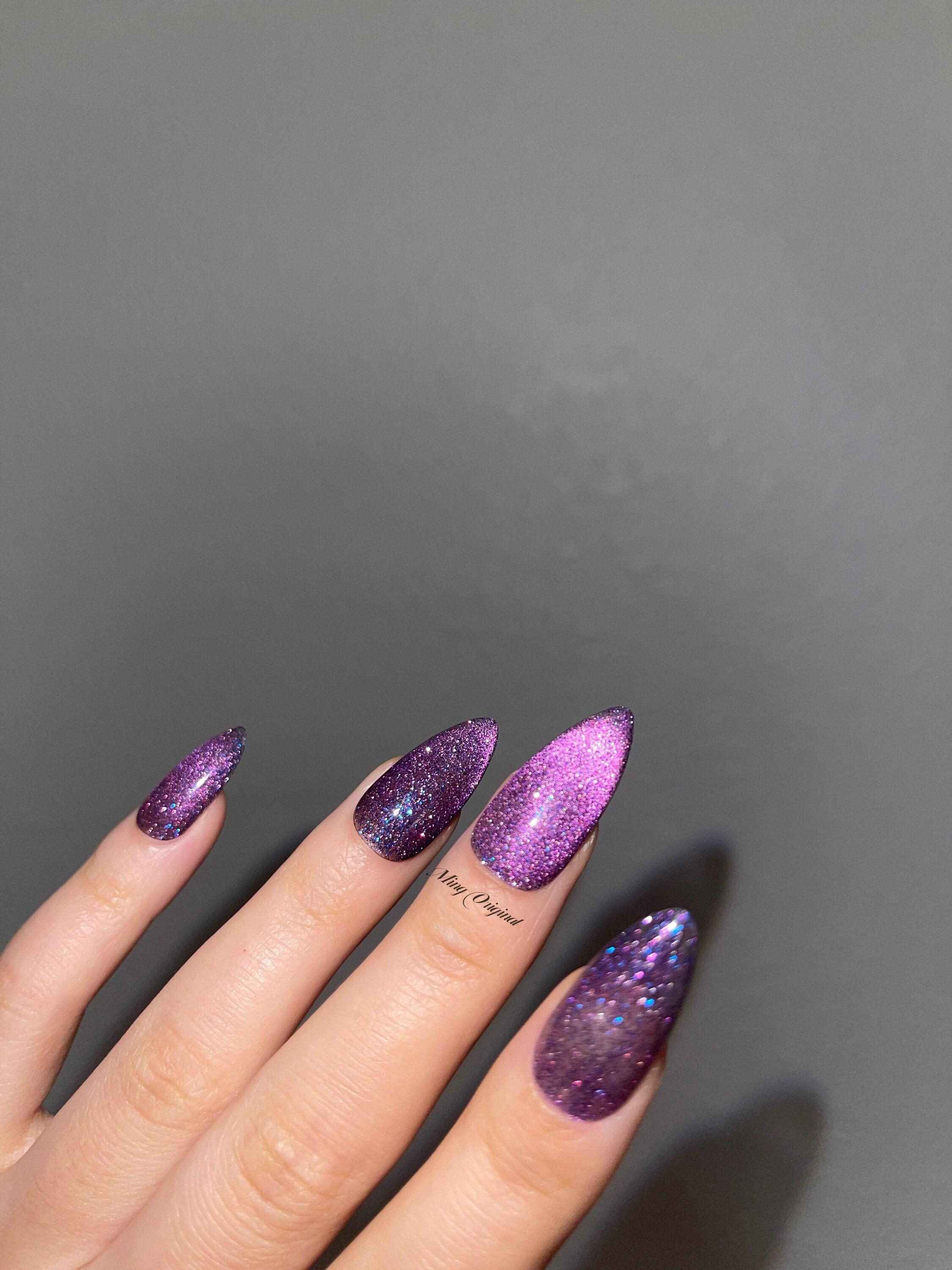 unha postiça roxa stiletto fosca lavanda