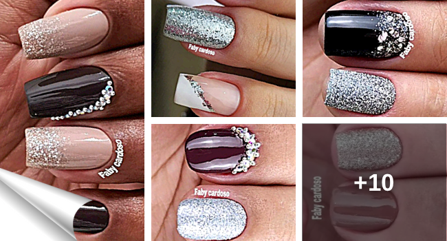 Inspirações de nail art com glitter prata para um look glamouroso