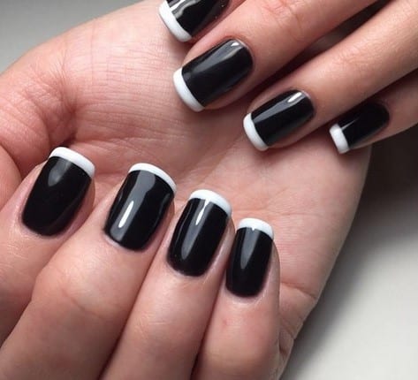 inspiração unha preta com francesinha branca