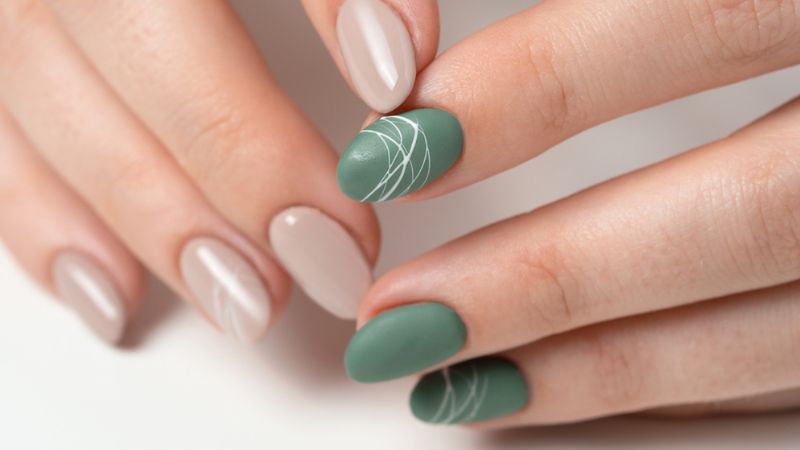 unha para vestido verde água