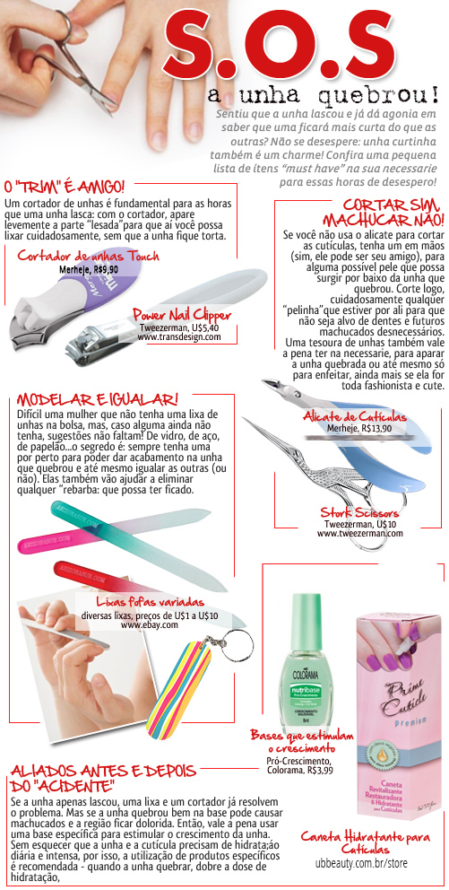 unha quebrada no meio