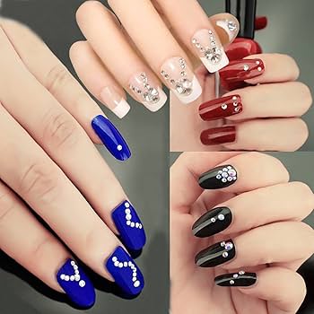 unha redonda azul pastel