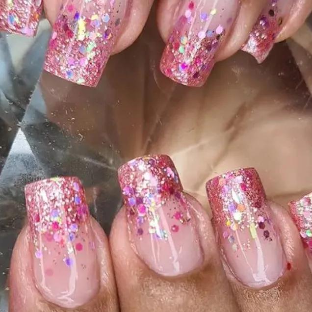 glitter mega fino vs ultra fino para unhas rosa