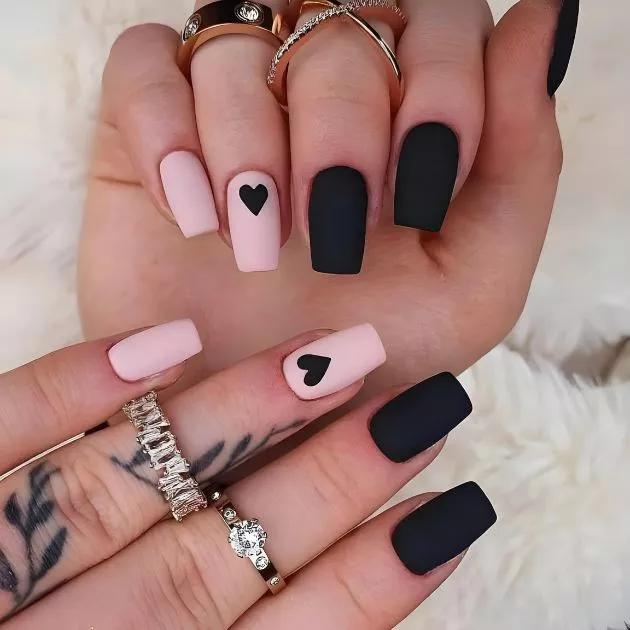 unha rosa com preto filha única