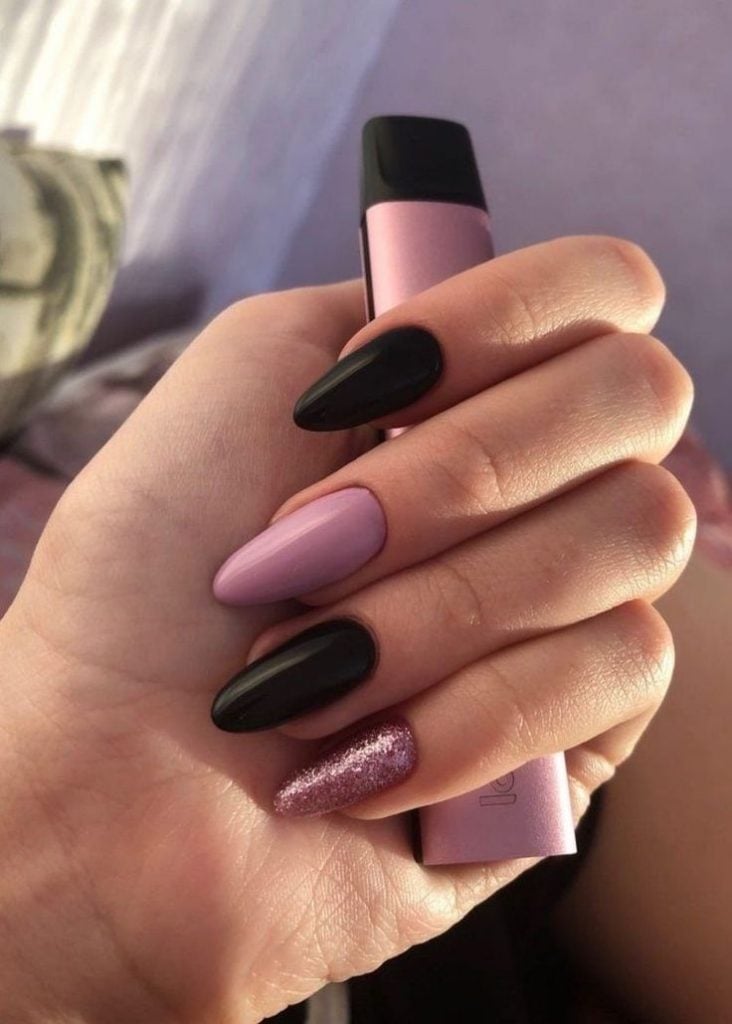 unha rosa com preto para festa