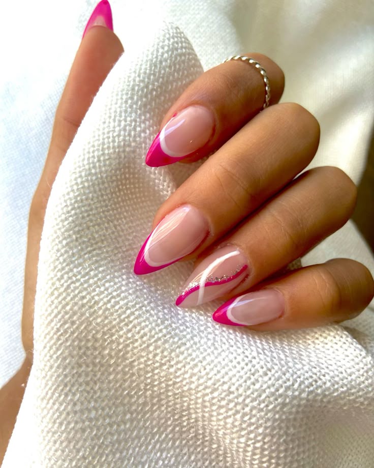 unha francesinha rosa e branco