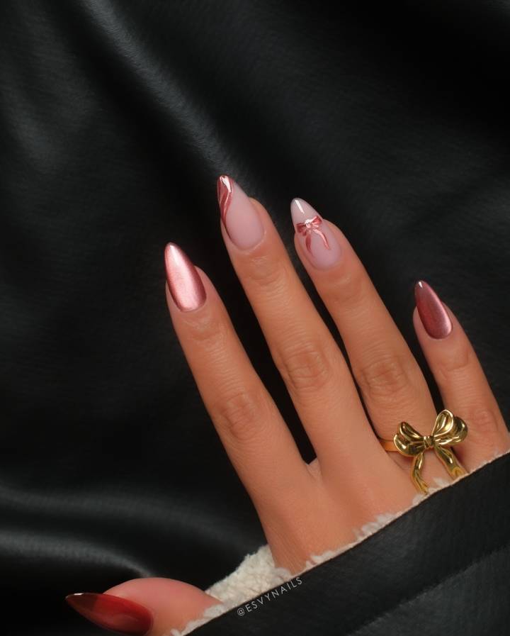 unha quadrada rose gold