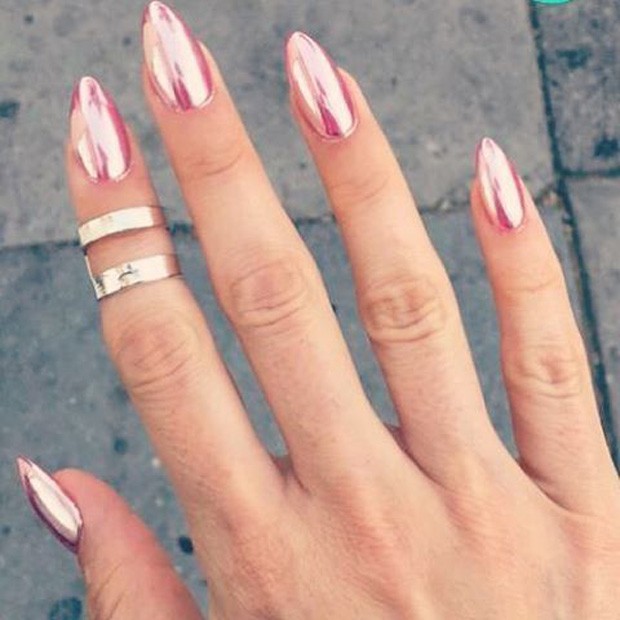 unha francesinha rose gold