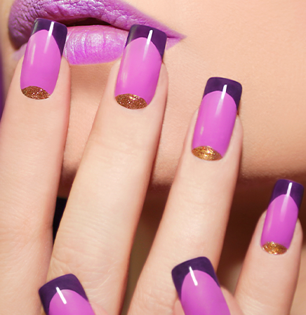 unha roxa com francesinha vs unha lilás com francesinha