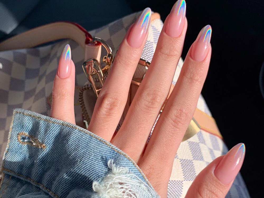 tutorial francesinha V-tips em unha stiletto curta