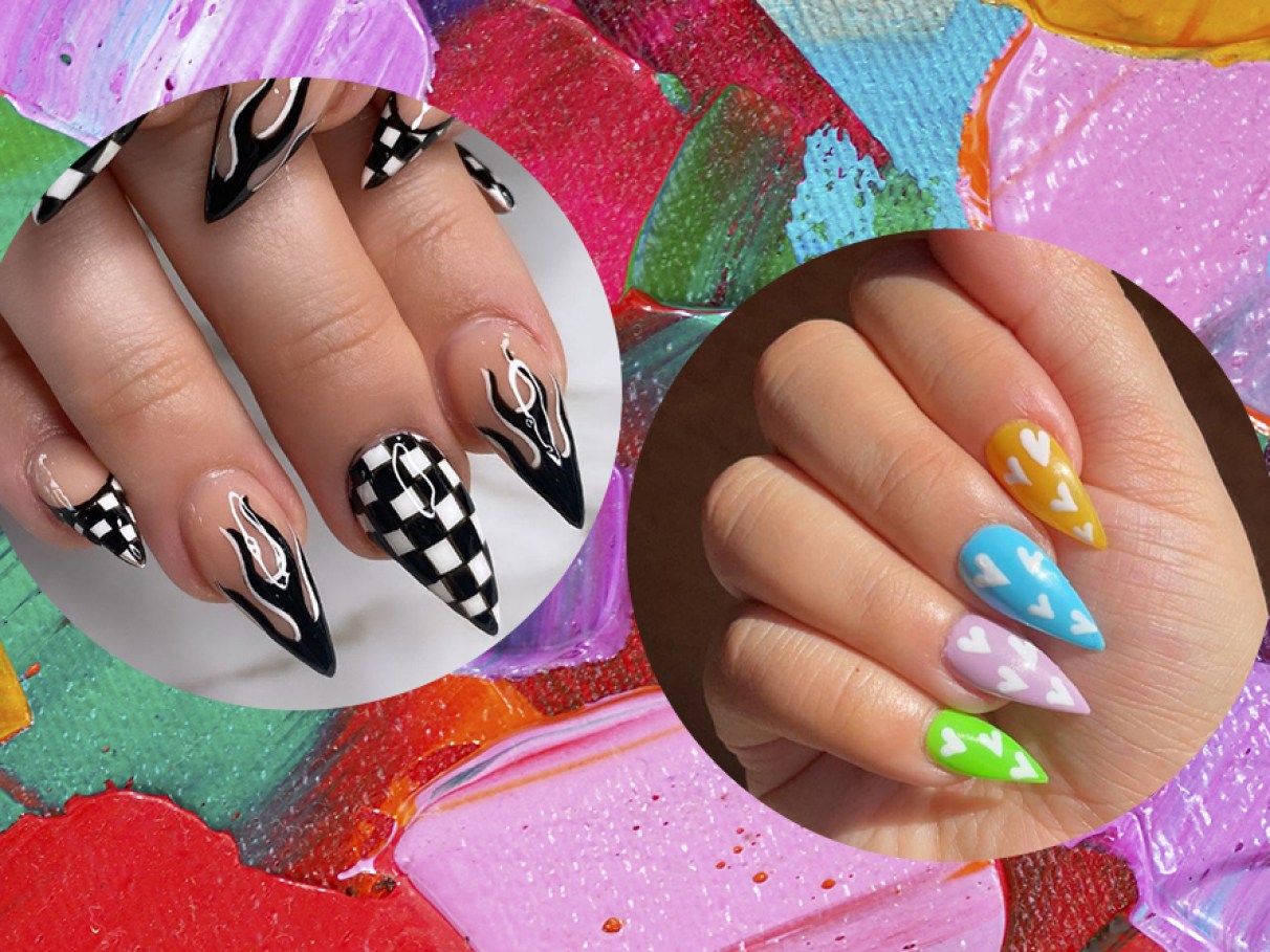 unha stiletto decorada