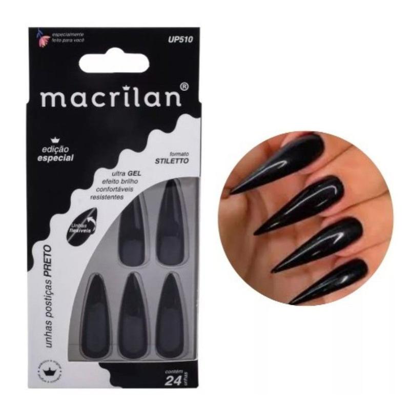 Decorações Minimalistas para Unhas Stiletto Pretas