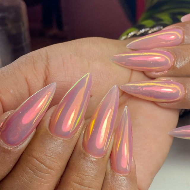 unha stiletto rosa pink longa