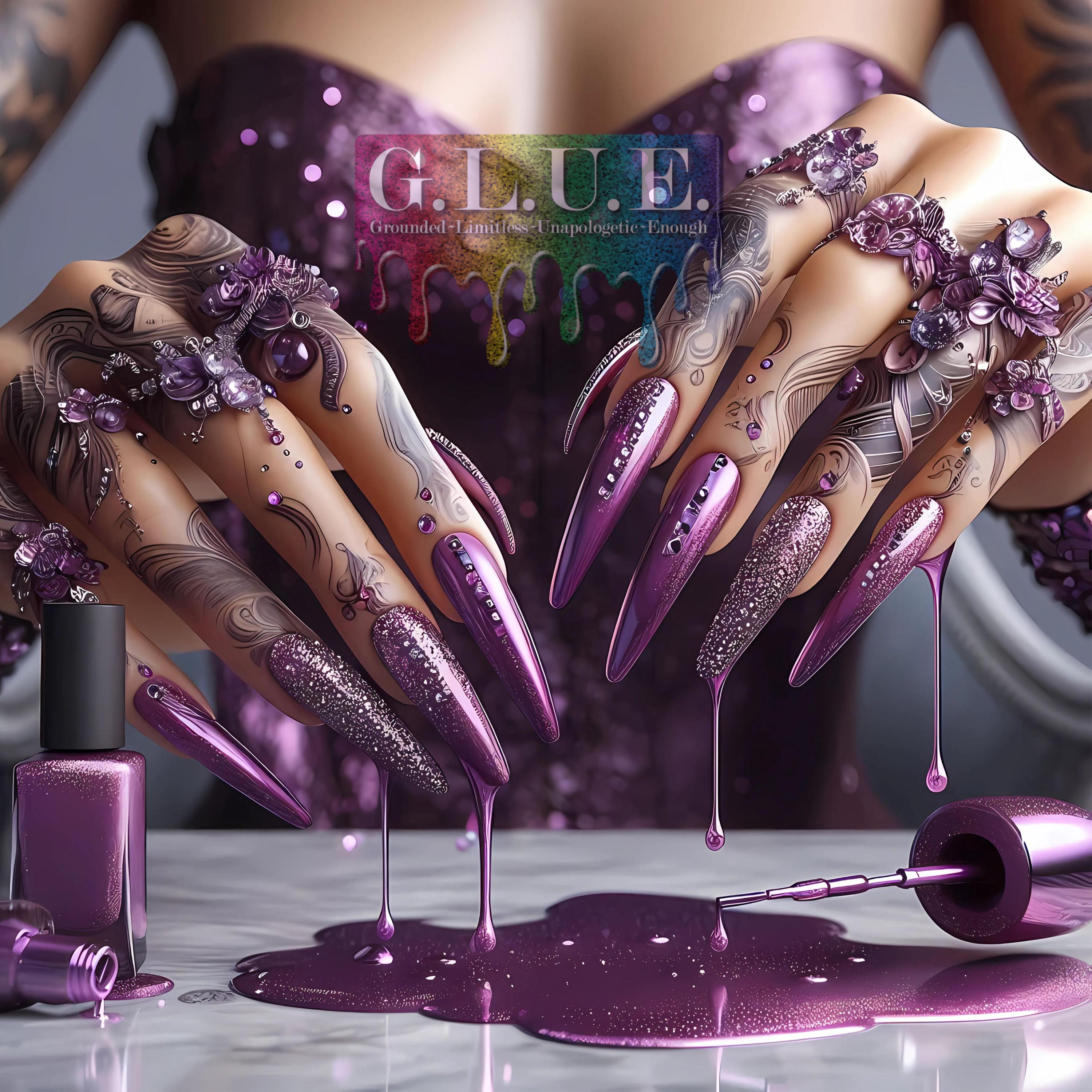 unha stiletto roxa acrílico ou fibra