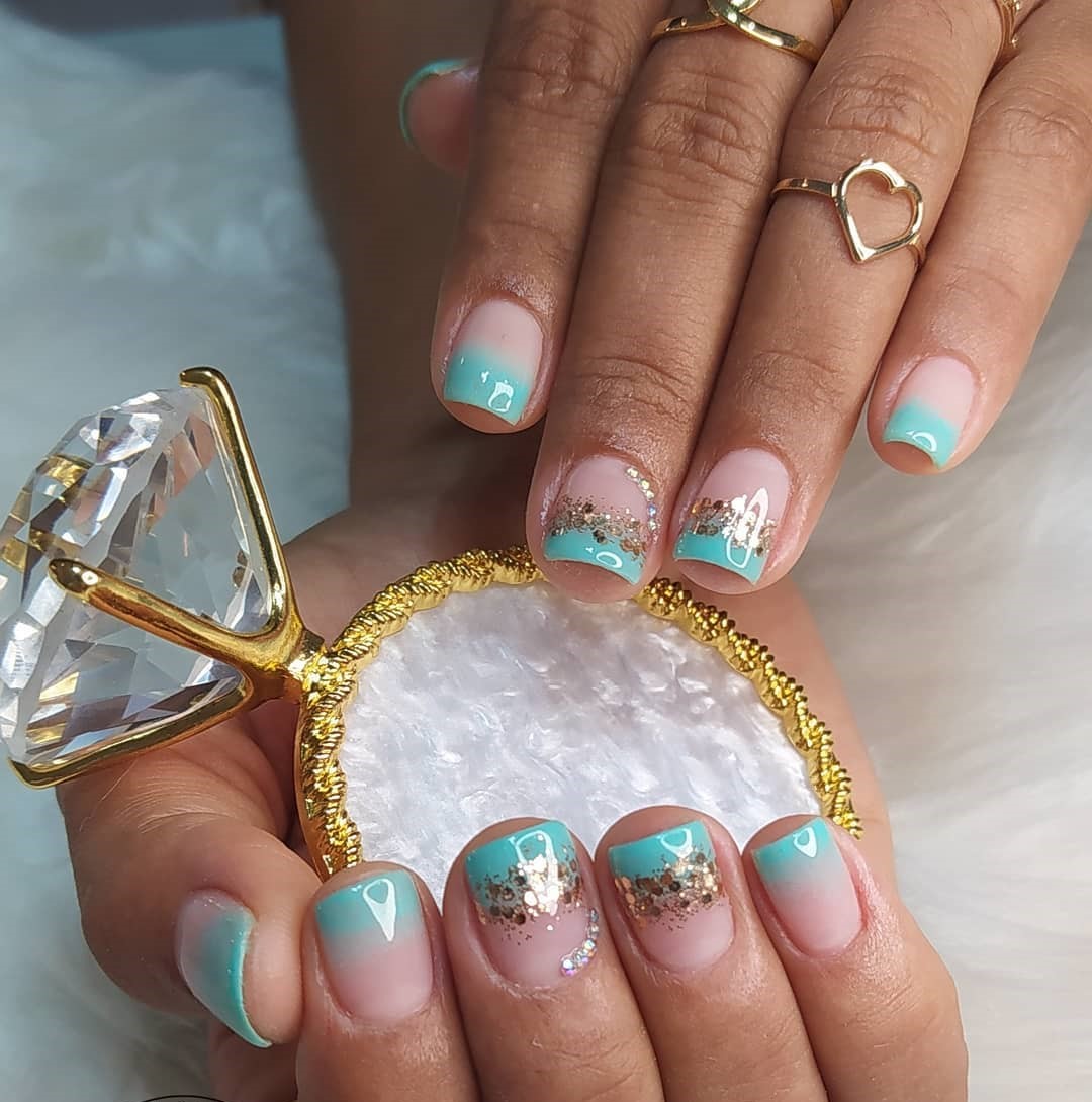 Francesinha Verde Água com Glitter