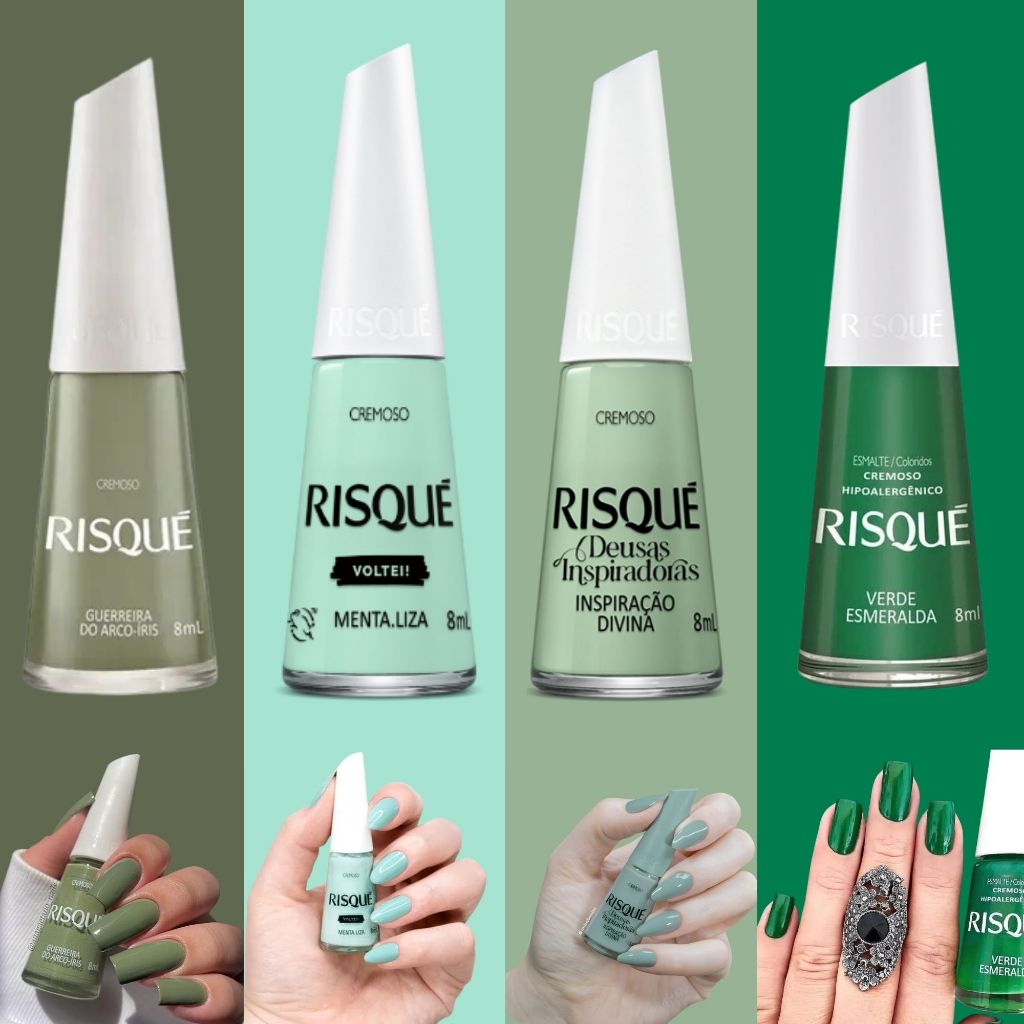 unha verde esmeralda com glitter