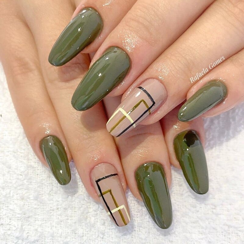 Como Fazer Unhas Verde Militar com Glitter Perfeitas em Casa
