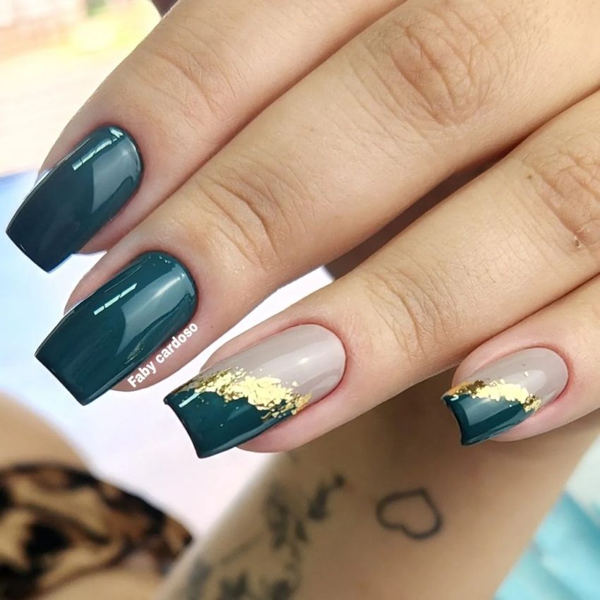 ideias unhas verde oliva decoradas 2025