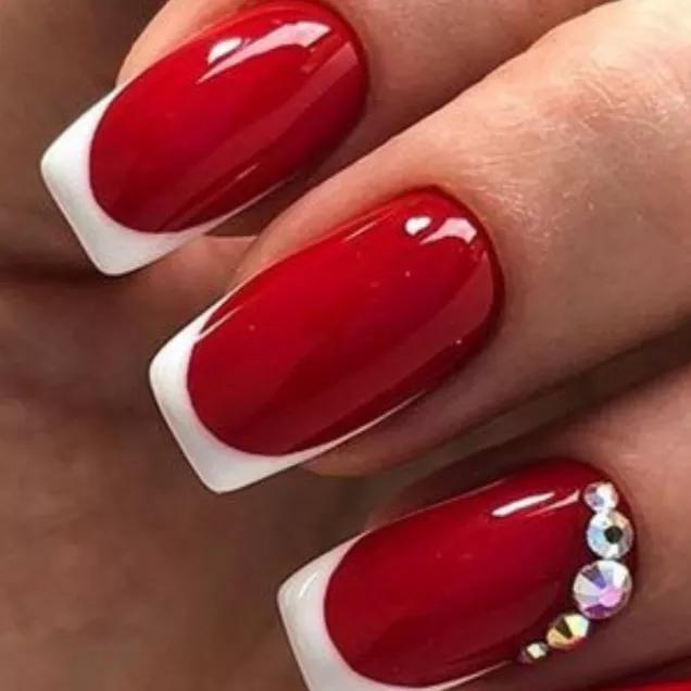 ideias de unhas vermelhas amendoadas para festas