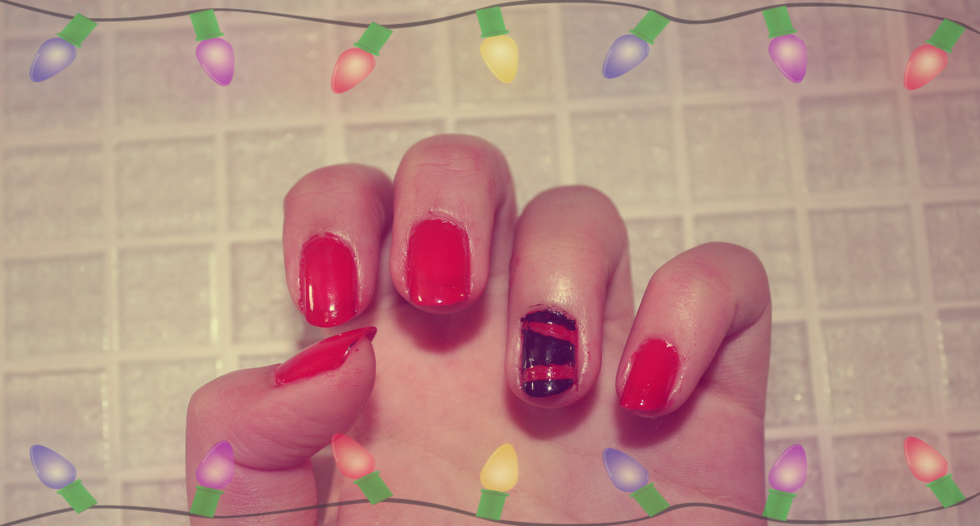 unha vermelha com filha única vs unhas totalmente vermelhas