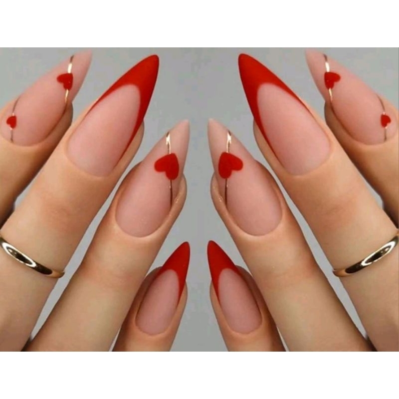 inspiração unhas francesinha vermelha