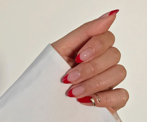 melhores ideias unha vermelha francesinha branca