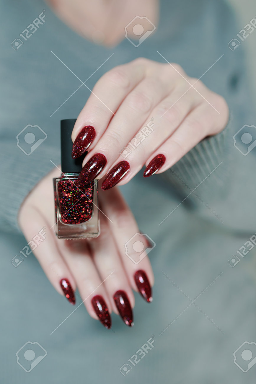 dark red nails