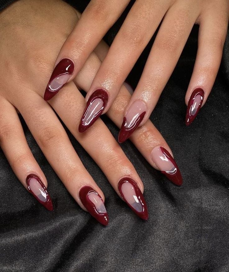 unha vermelha gel com glitter