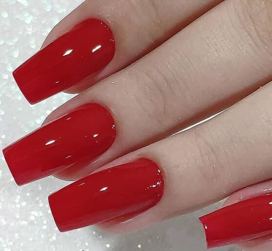 unha quadrada vermelha acrílica