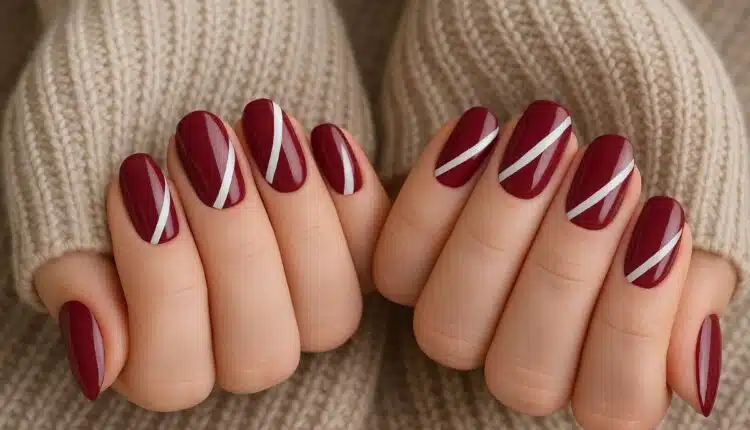 ideias de unha vinho com branco para inspiração