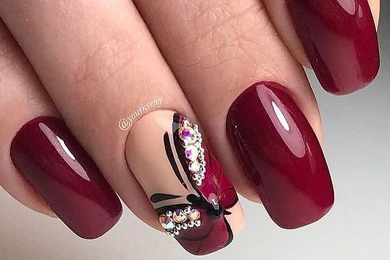 passo a passo unha filha unica floral vinho com palito