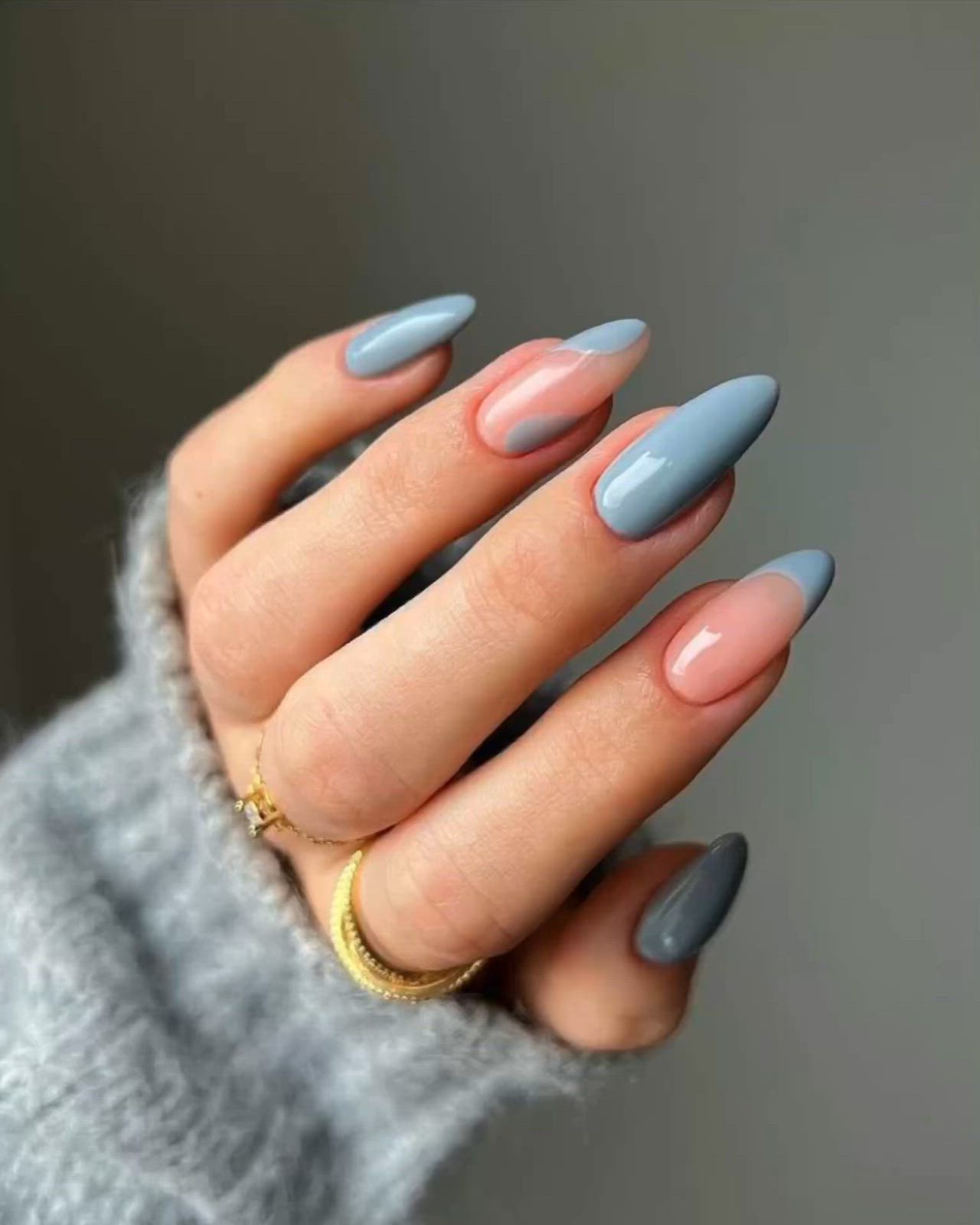 unha almond azul bebe