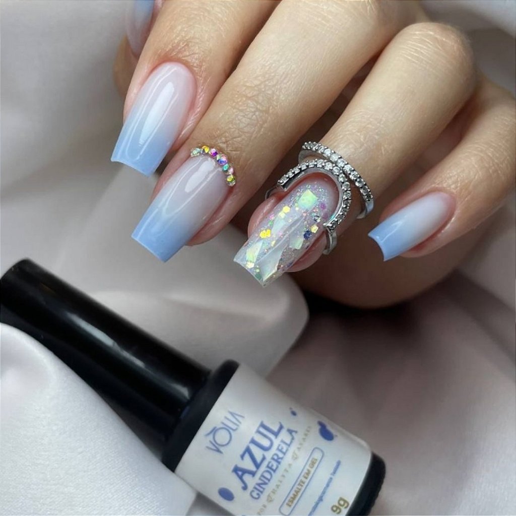 unha gel azul royal decorada