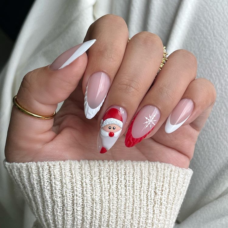 unhas com glitter natal