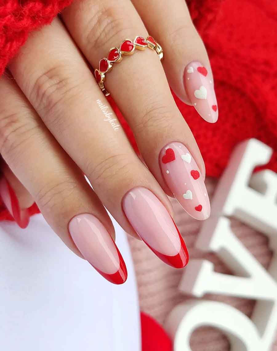 unha decorada vermelho e branco festa