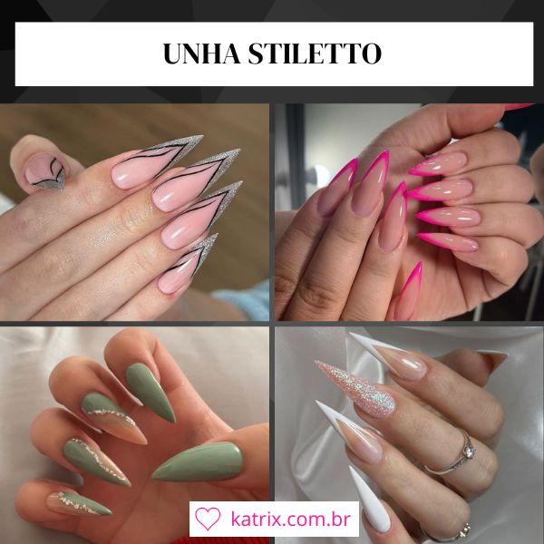 alongamento em gel stiletto