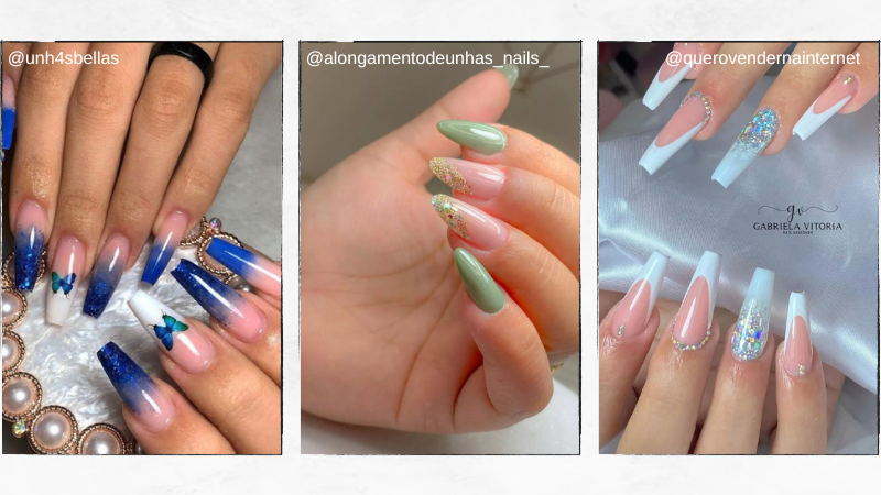 unhas de gel encapsuladas