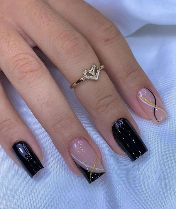 unha de gel decorada simples