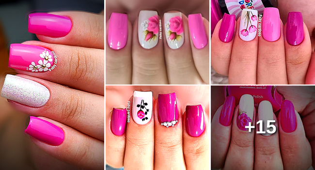 unha decorada rosa encapsulada