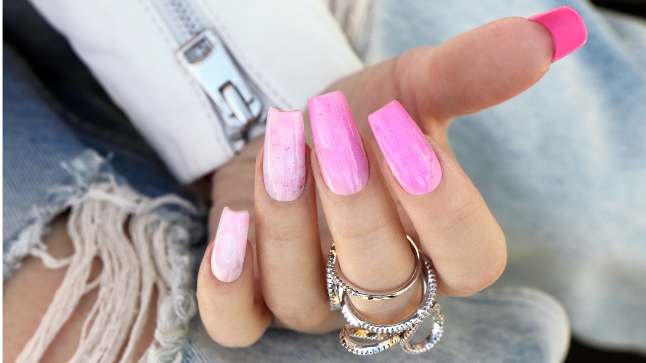 unha decorada rosa fosca