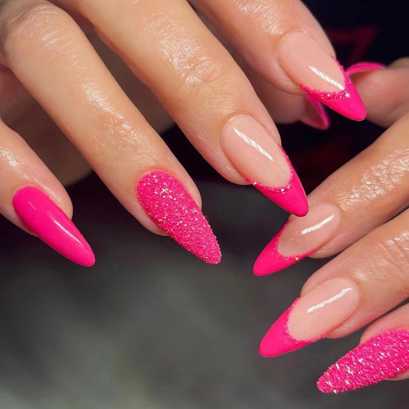 unha decorada rosa chiclete