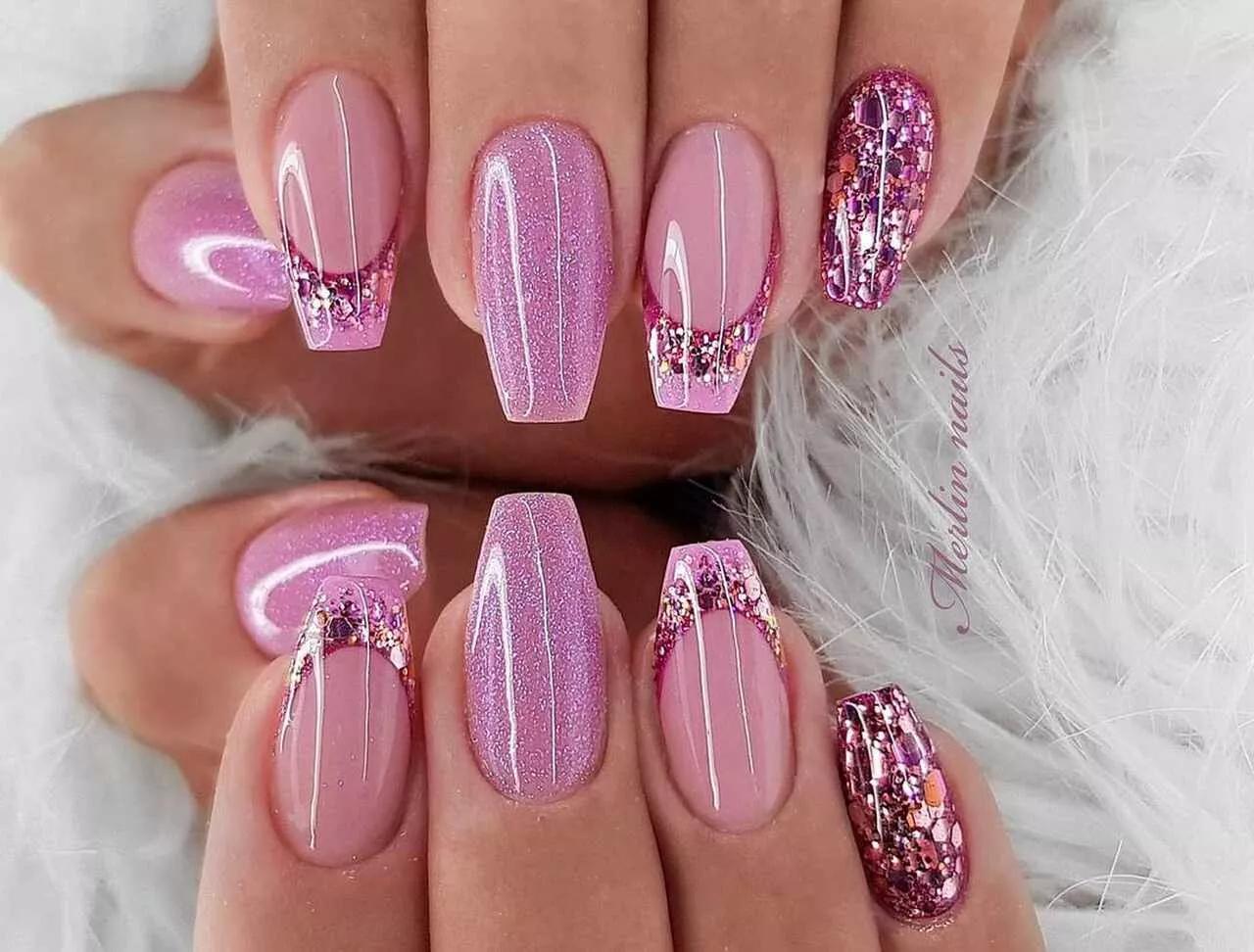 unha decorada rosa chiclete