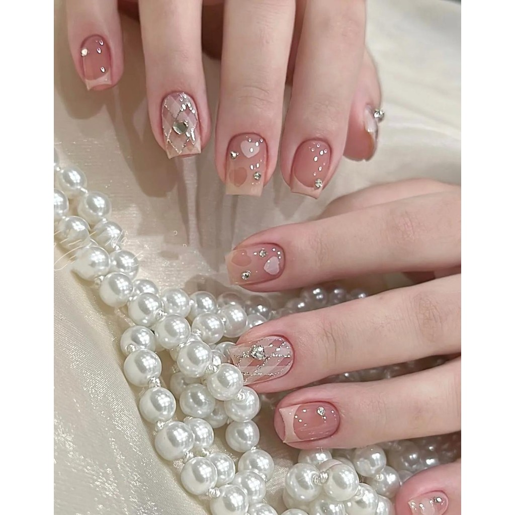 unha de gel com glitter fino