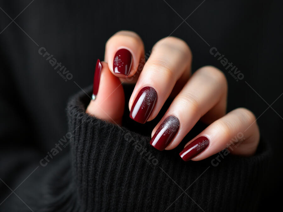 unha vinho francesinha glitter